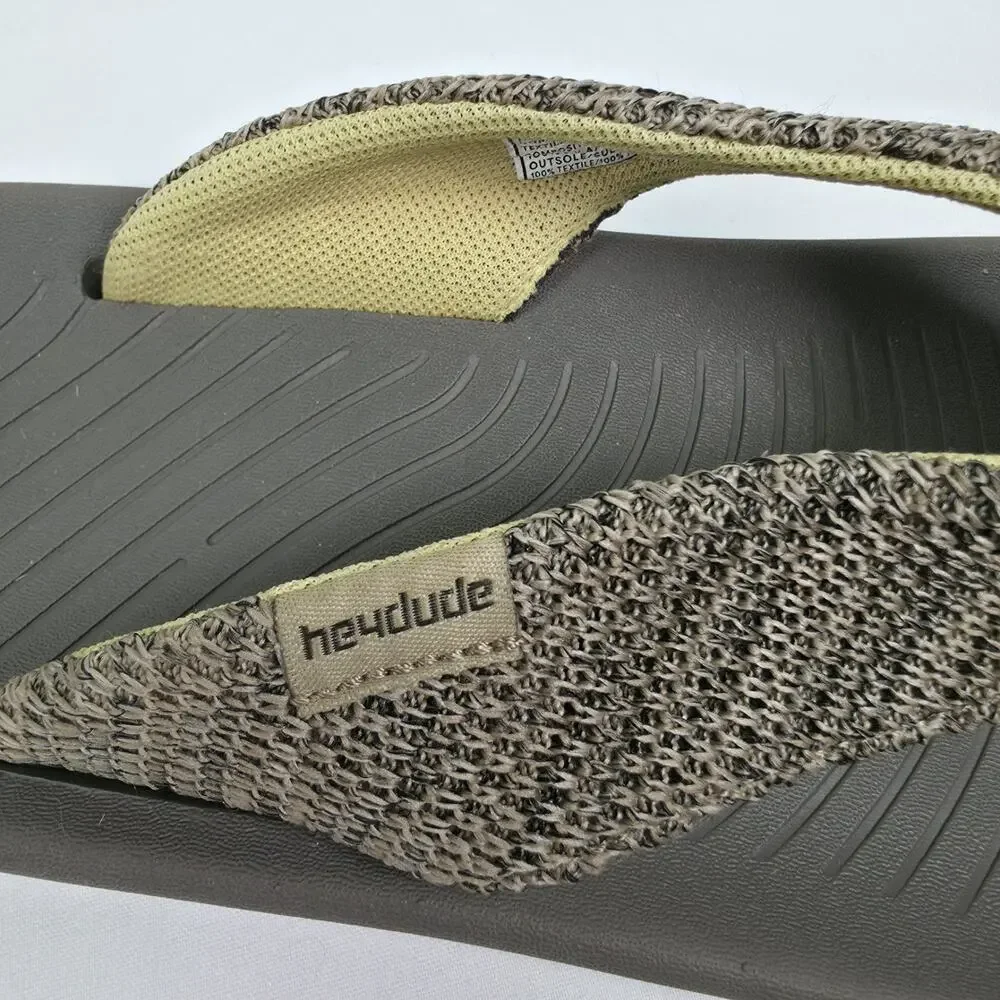 Hey Dude Milo Brown Flip Flop Sandals Mens US 10 Lightweight Comfort Beach